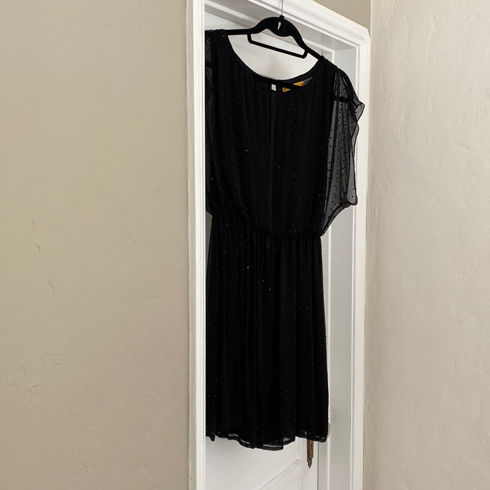 Alice + Olivia.  Like new, black, Swarovski crystals,Sheer, open down the back